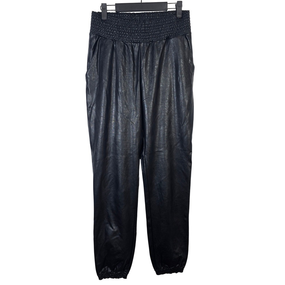 Commando‎ Faux Leather Smocked Waist Jogger Pants Black Size M